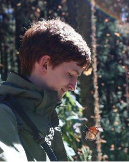 Georg with a monarch butterfly